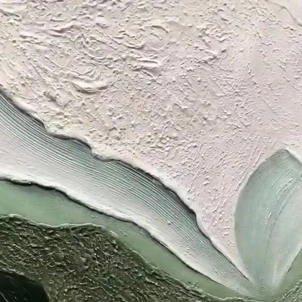 EMERALD FLOW: Textured Abstract Landscape Painting, Green and White Wall Art, Panoramic Canvas, Nature-Inspired Decor - Image 4