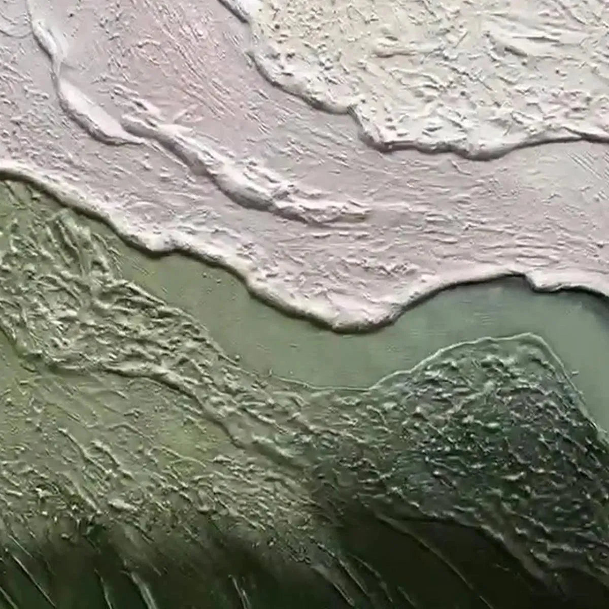 EMERALD FLOW: Textured Abstract Landscape Painting, Green and White Wall Art, Panoramic Canvas, Nature-Inspired Decor - Image 7