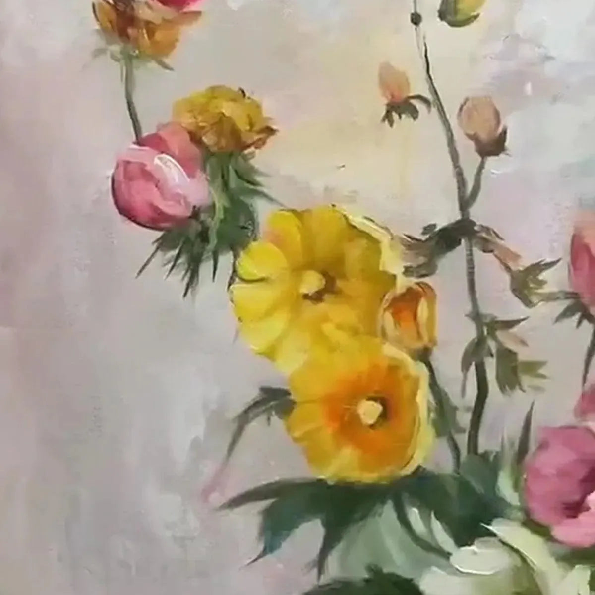 SUMMER BOUQUET: Textured Floral Painting, Impasto Wall Art, Panoramic Canvas, Colorful Decor - Image 8