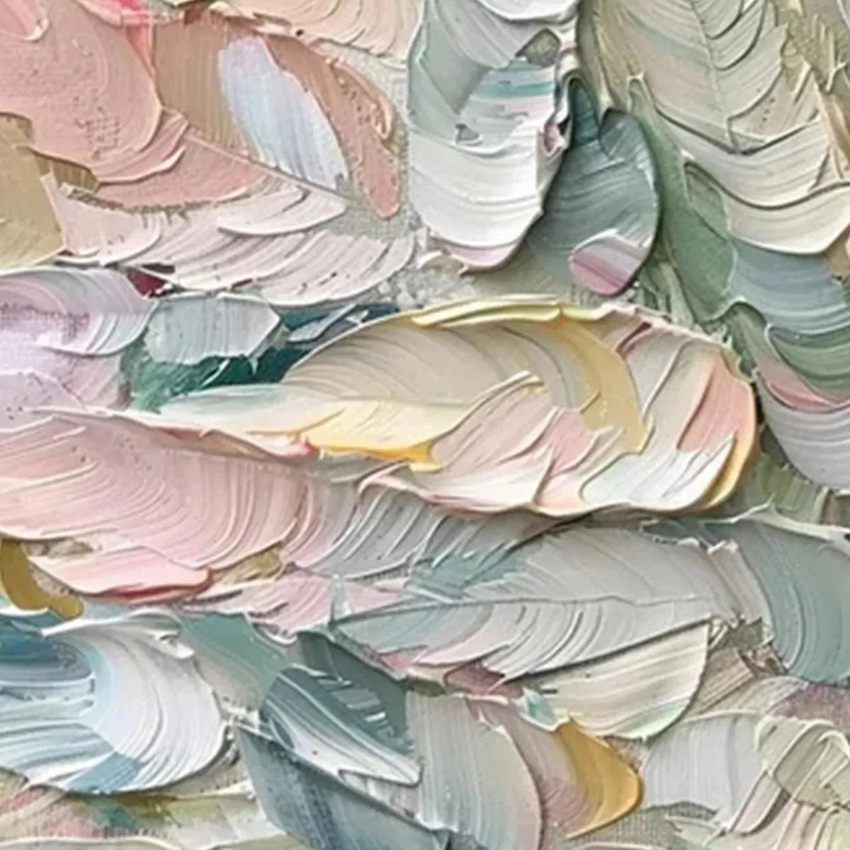PASTEL FEATHERS: Textured Abstract Painting, Impasto Wall Art, Square Canvas, Dreamy Decor - Image 3
