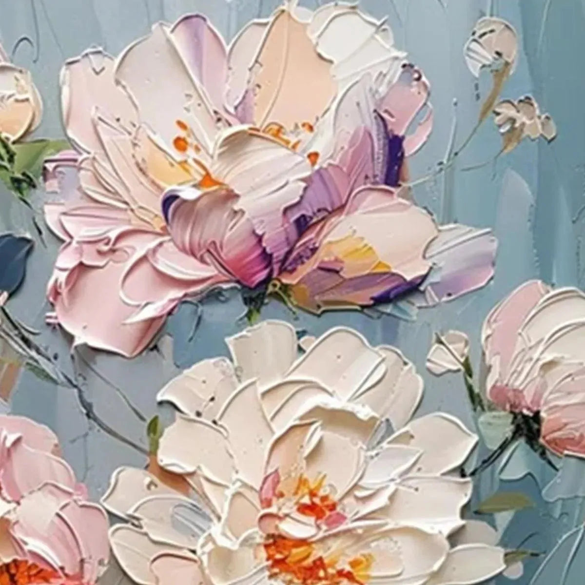 PASTEL PEONIES: Textured Peony Painting, Impasto Floral Wall Art, Square Canvas, Romantic Decor - Image 3