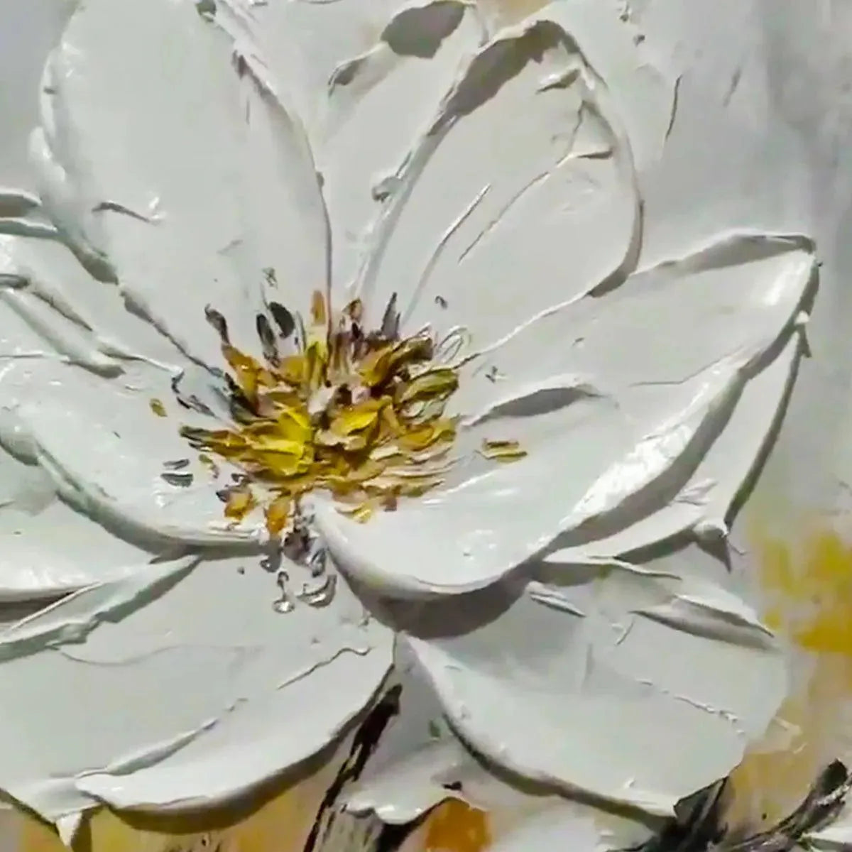 WHITE BLOSSOM: Textured White Floral Painting, Impasto Wall Art, Vertical Canvas, Romantic Decor - Image 2