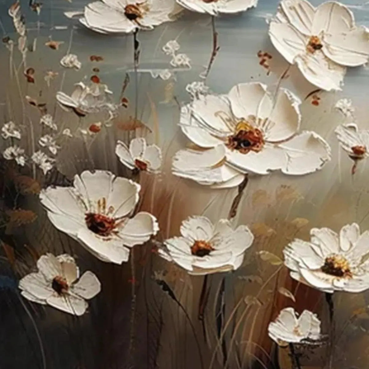 SEASIDE BLOSSOMS: Textured Floral Painting, Impasto Wall Art, Horizontal Canvas, Coastal Decor - Image 3