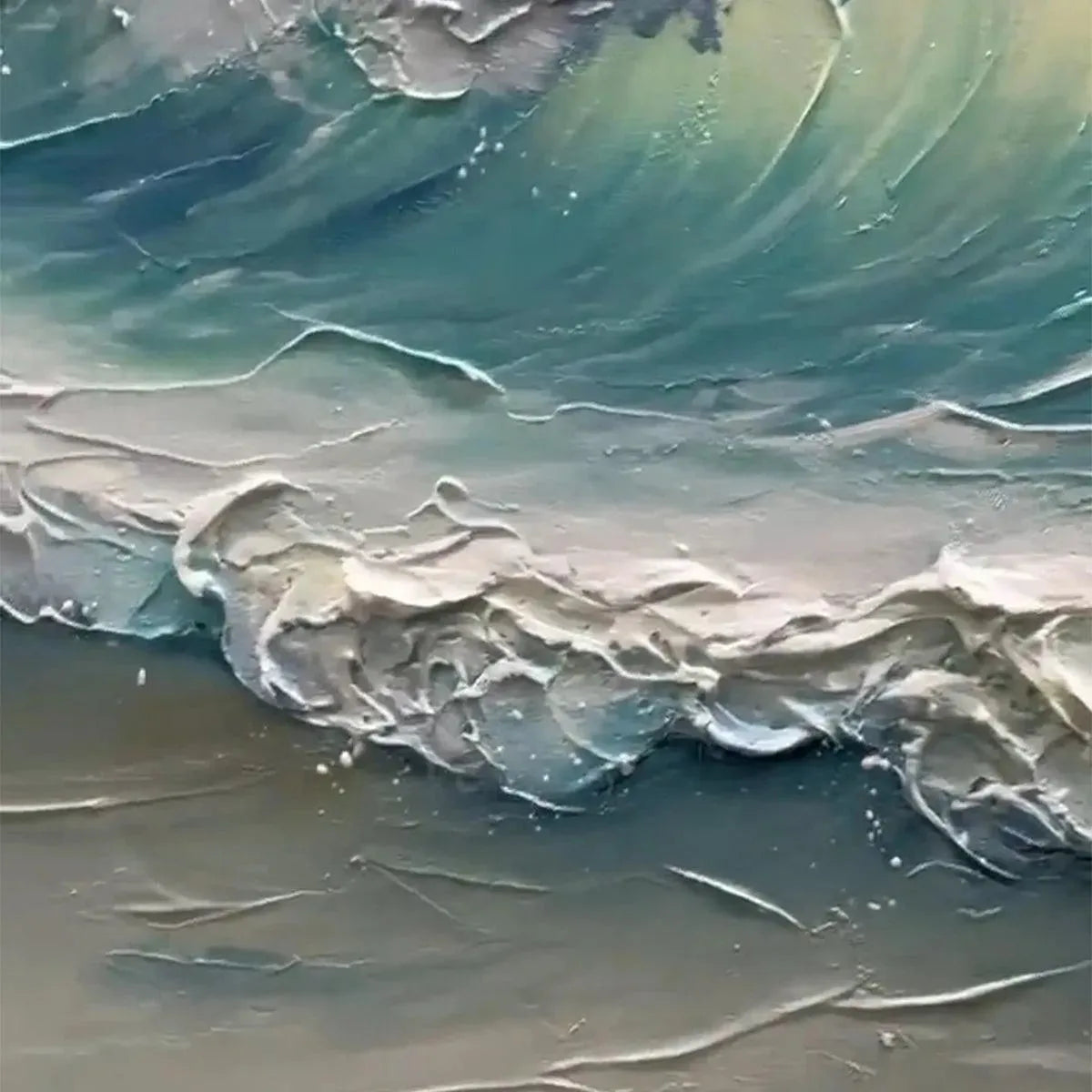 OCEAN'S EMBRACE: Textured Ocean Painting, Impasto Wall Art, Vertical Canvas, Beach Decor - Image 4