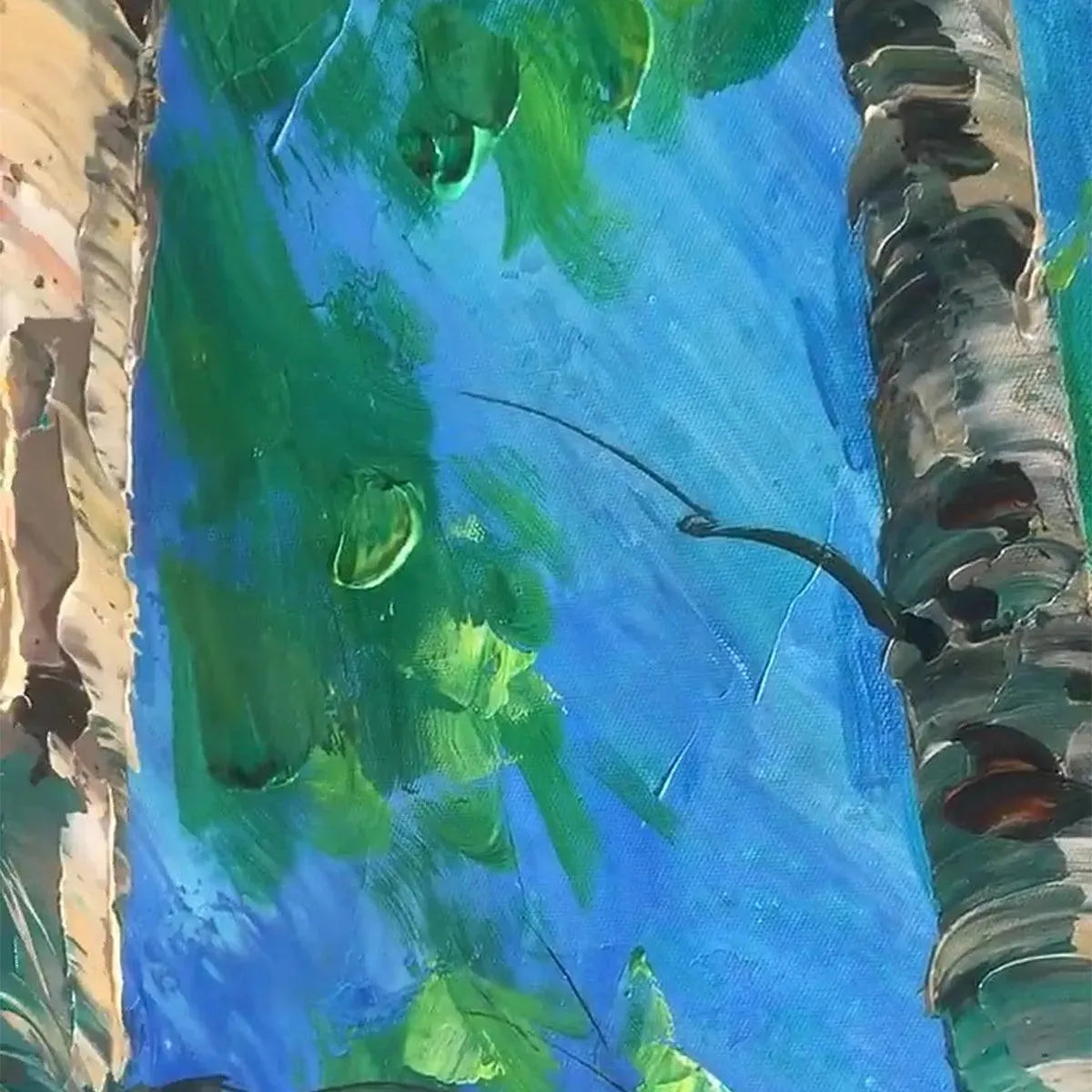 FOREST SUNRISE: Textured Birch Tree Painting, Impasto Wall Art, Vertical Canvas, Nature Decor - Image 3