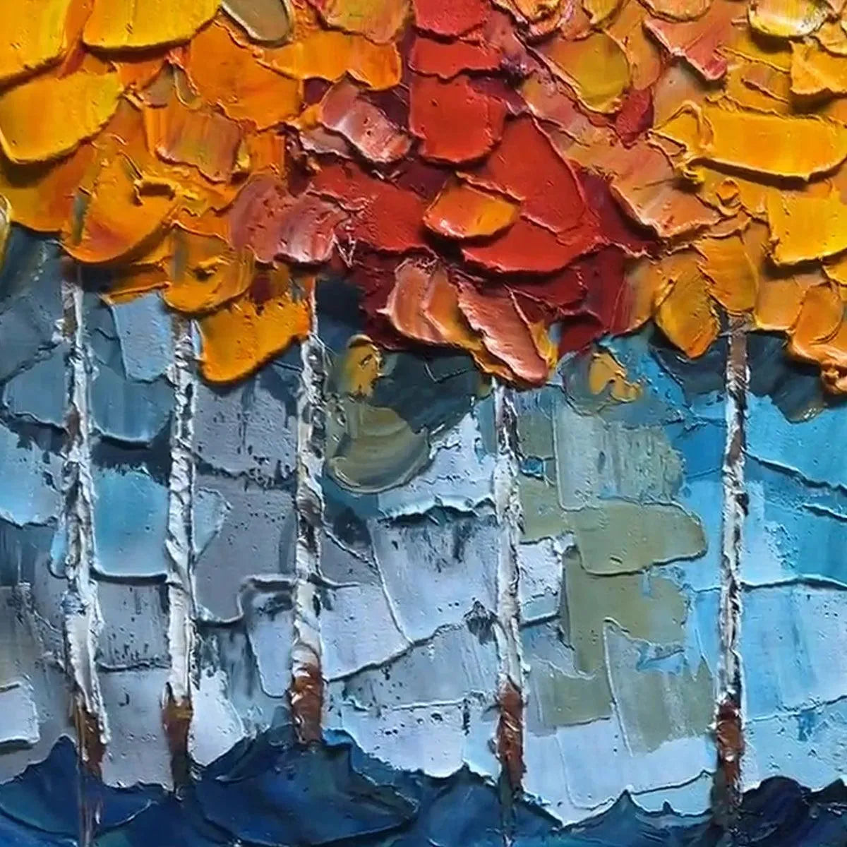 GOLDEN ASPEN: Textured Forest Painting, Impasto Wall Art, Horizontal Canvas, Autumn Decor - Image 4