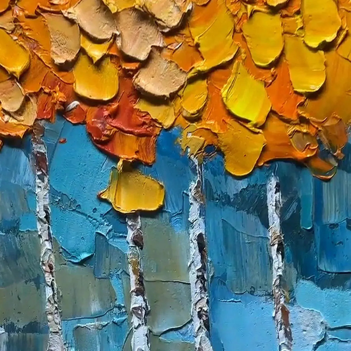 GOLDEN ASPEN: Textured Forest Painting, Impasto Wall Art, Horizontal Canvas, Autumn Decor - Image 7