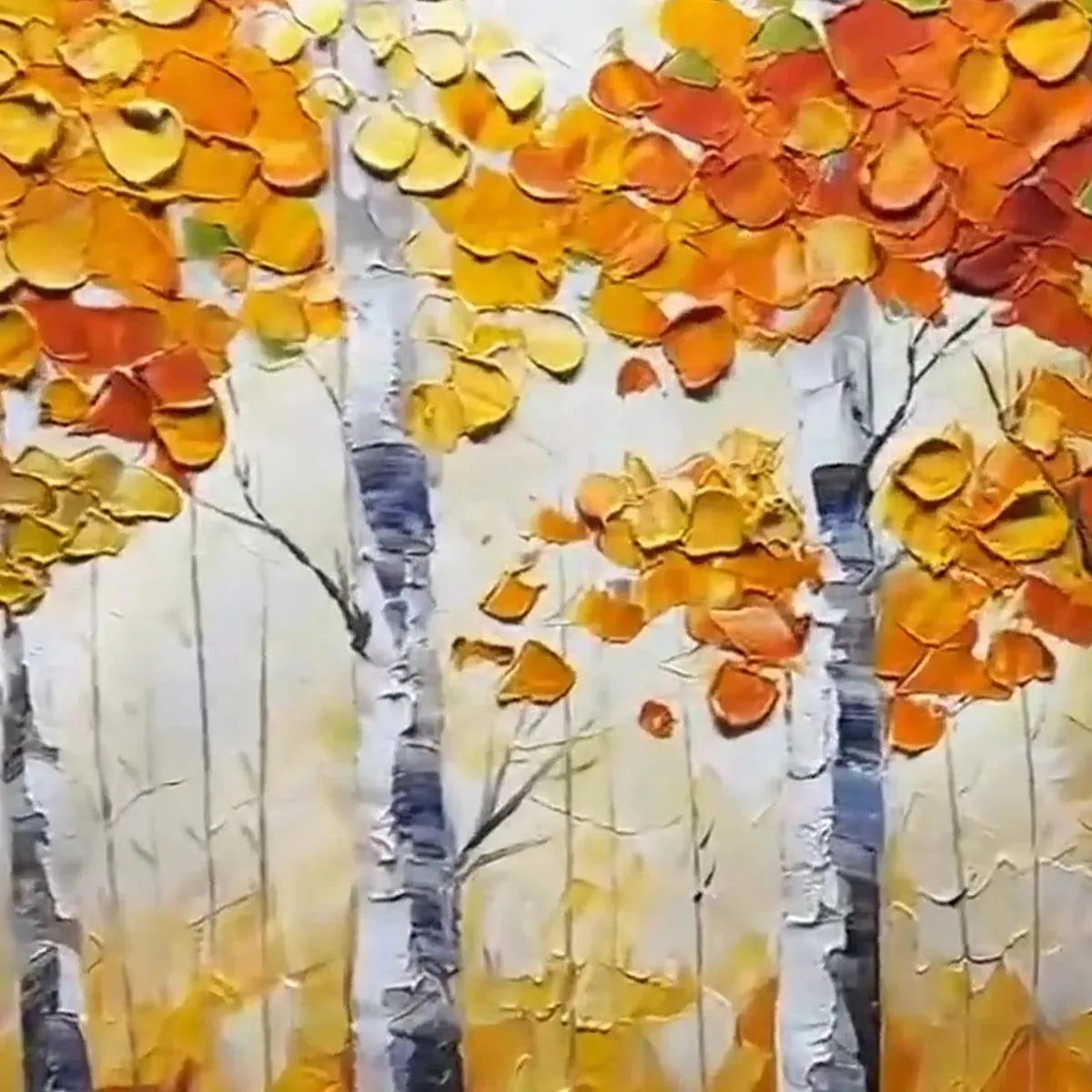 AUTUMN ASPEN: Textured Forest Painting, Impasto Wall Art, Horizontal Canvas, Fall Decor - Image 8