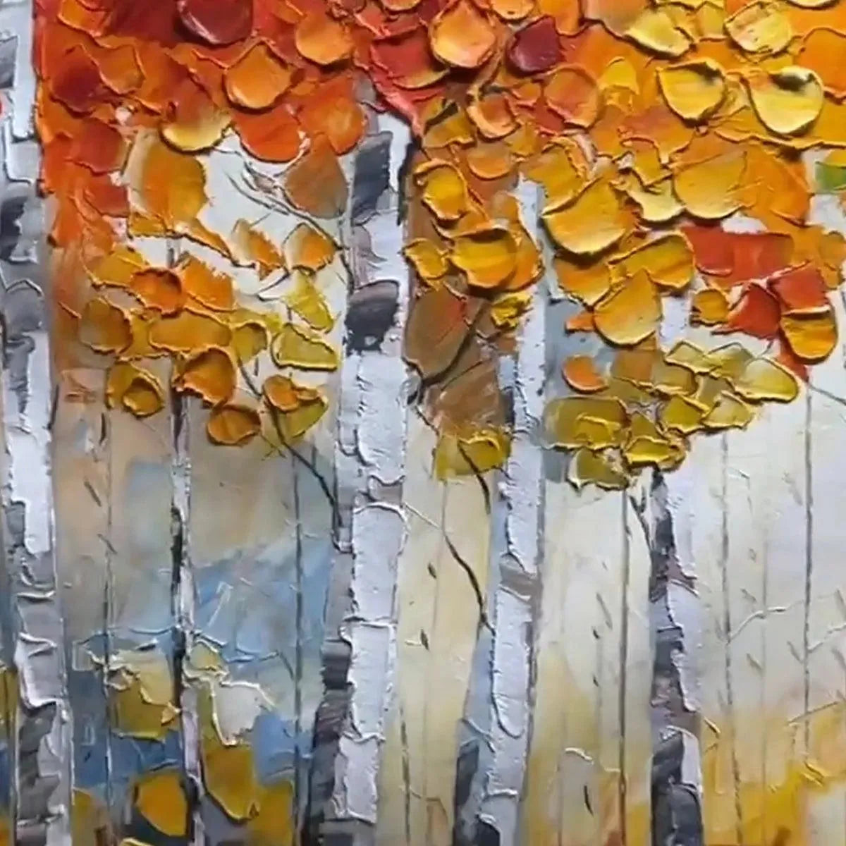 AUTUMN ASPEN: Textured Forest Painting, Impasto Wall Art, Horizontal Canvas, Fall Decor - Image 3