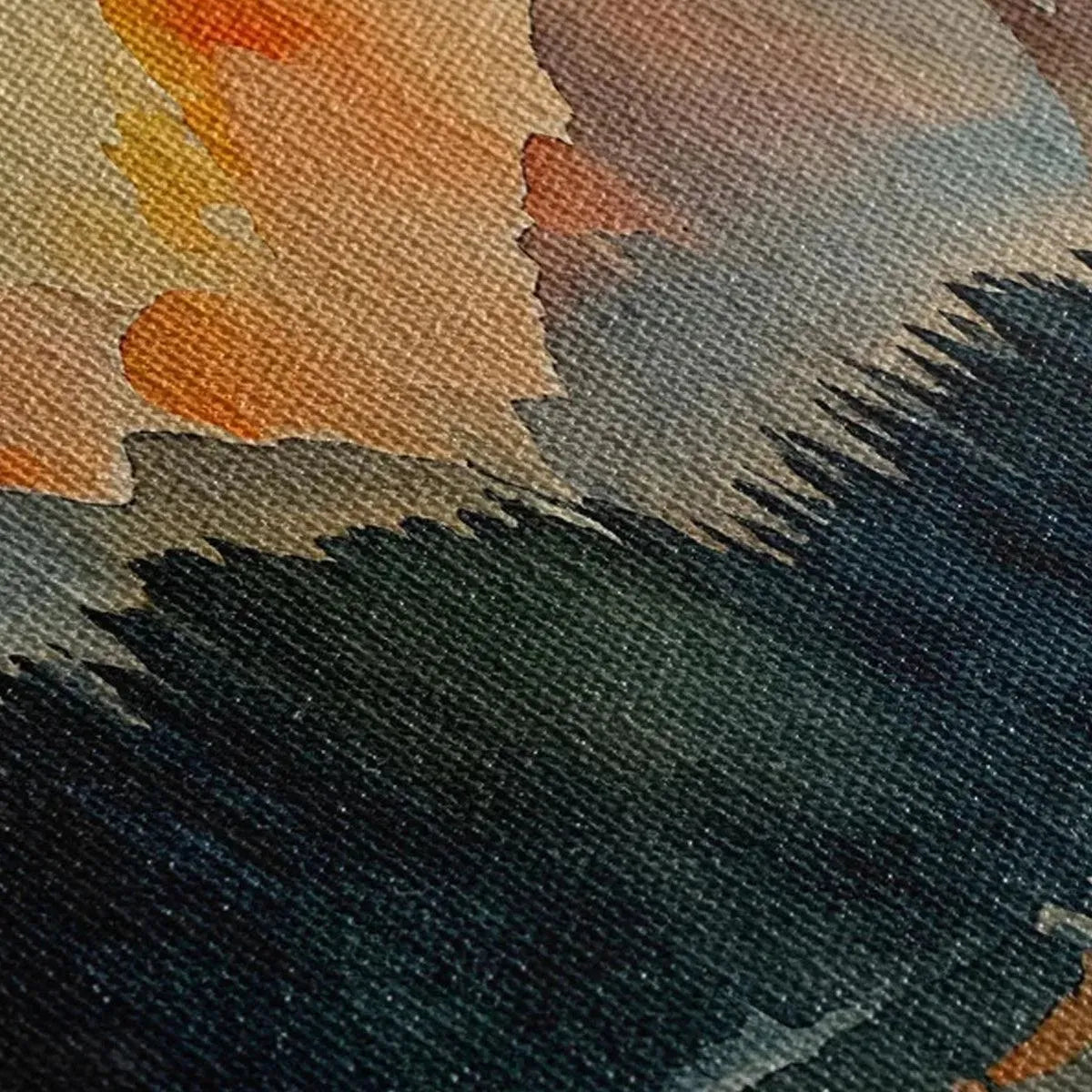 SUNSET SERENITY PANORAMIC: Landscape Painting, Panoramic Wall Art, Watercolor Decor - Image 8