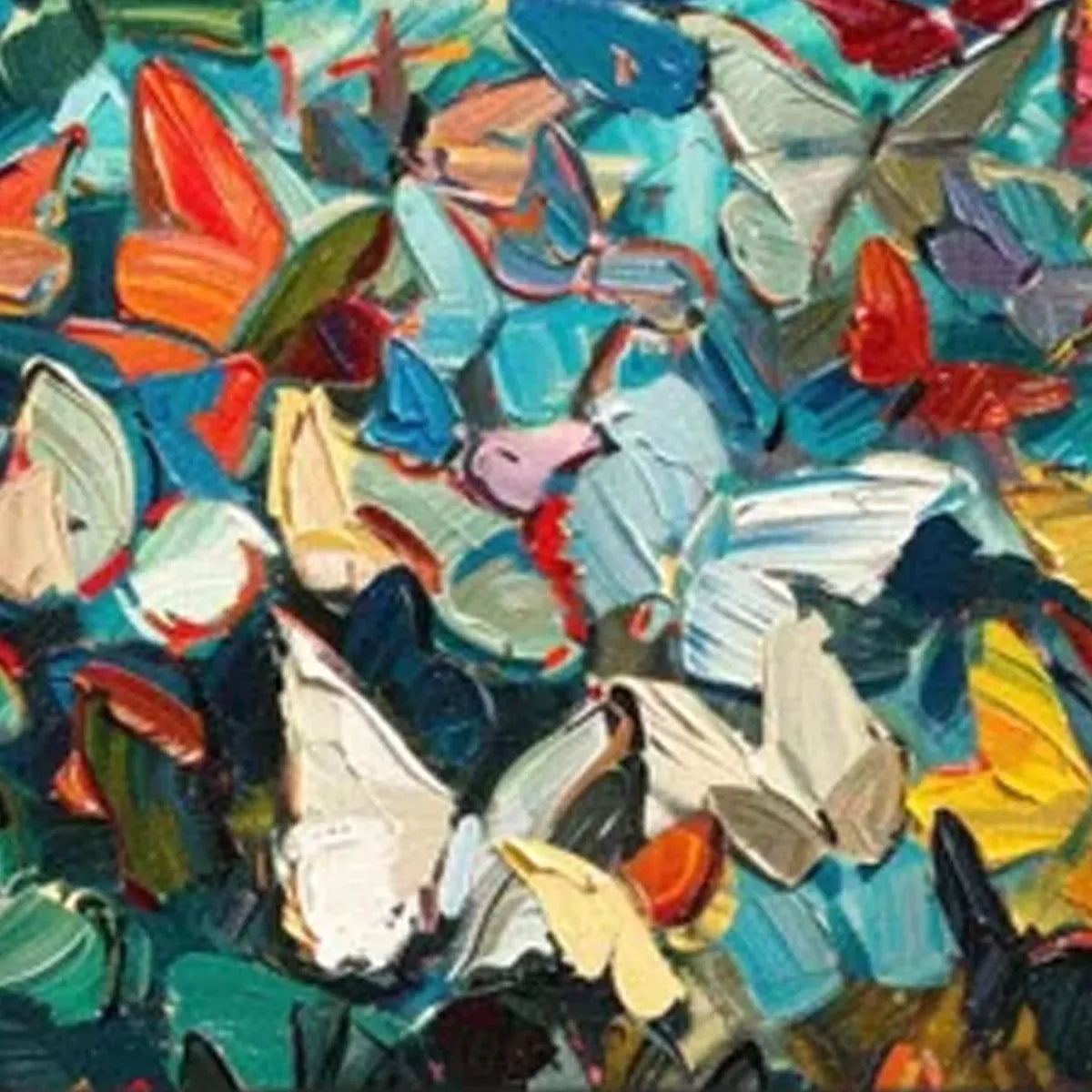 BUTTERFLY WHIRLWIND PANORAMIC: Butterfly Painting, Panoramic Wall Art, Colorful Impasto Decor - Image 6