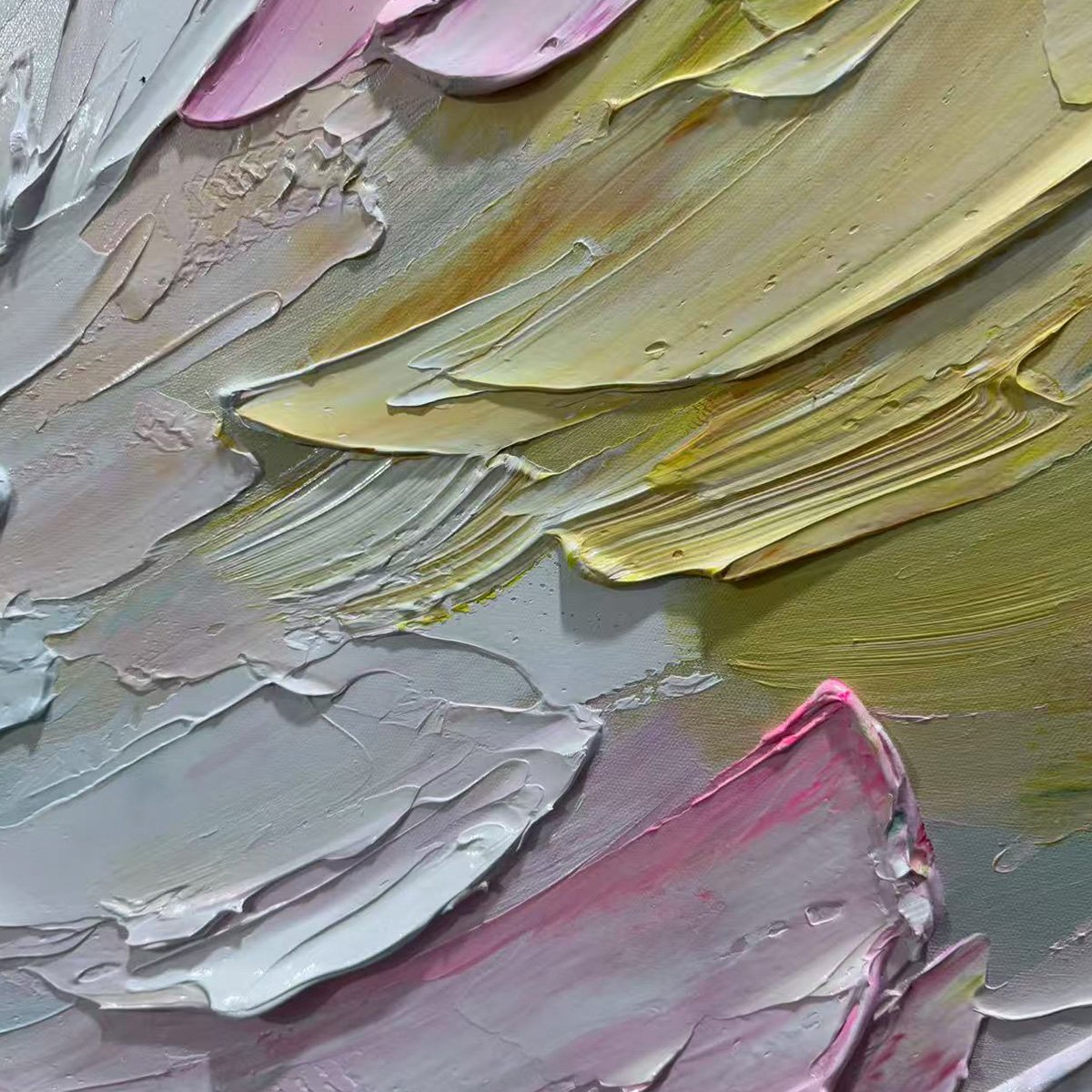 PASTEL DREAM: Textured Abstract Painting in Soft Hues, Horizontal Wall Art - Image 5