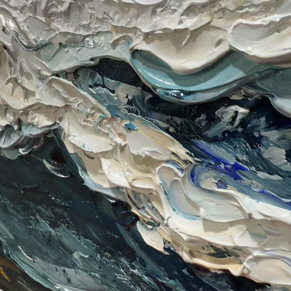 OCEAN DREAM: Textured Abstract Ocean Painting in Blue, White, and Gold - Image 3