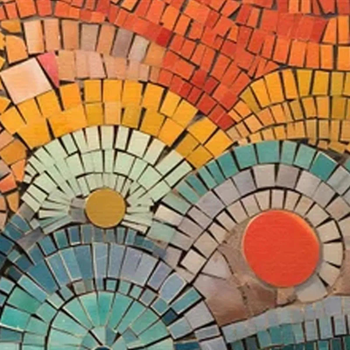 MOSAIC SUNSET PANORAMIC: Mosaic Painting, Panoramic Wall Art, Colorful Decor - Image 3