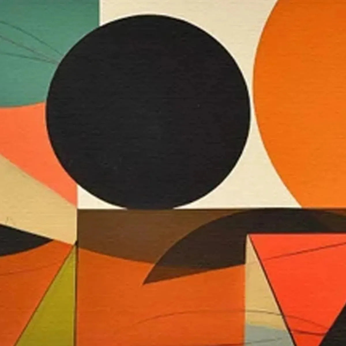 MID-CENTURY MODERN GEOMETRIC PANORAMIC: Abstract Painting, Panoramic Wall Art, Mid-Century Modern Decor - Image 3