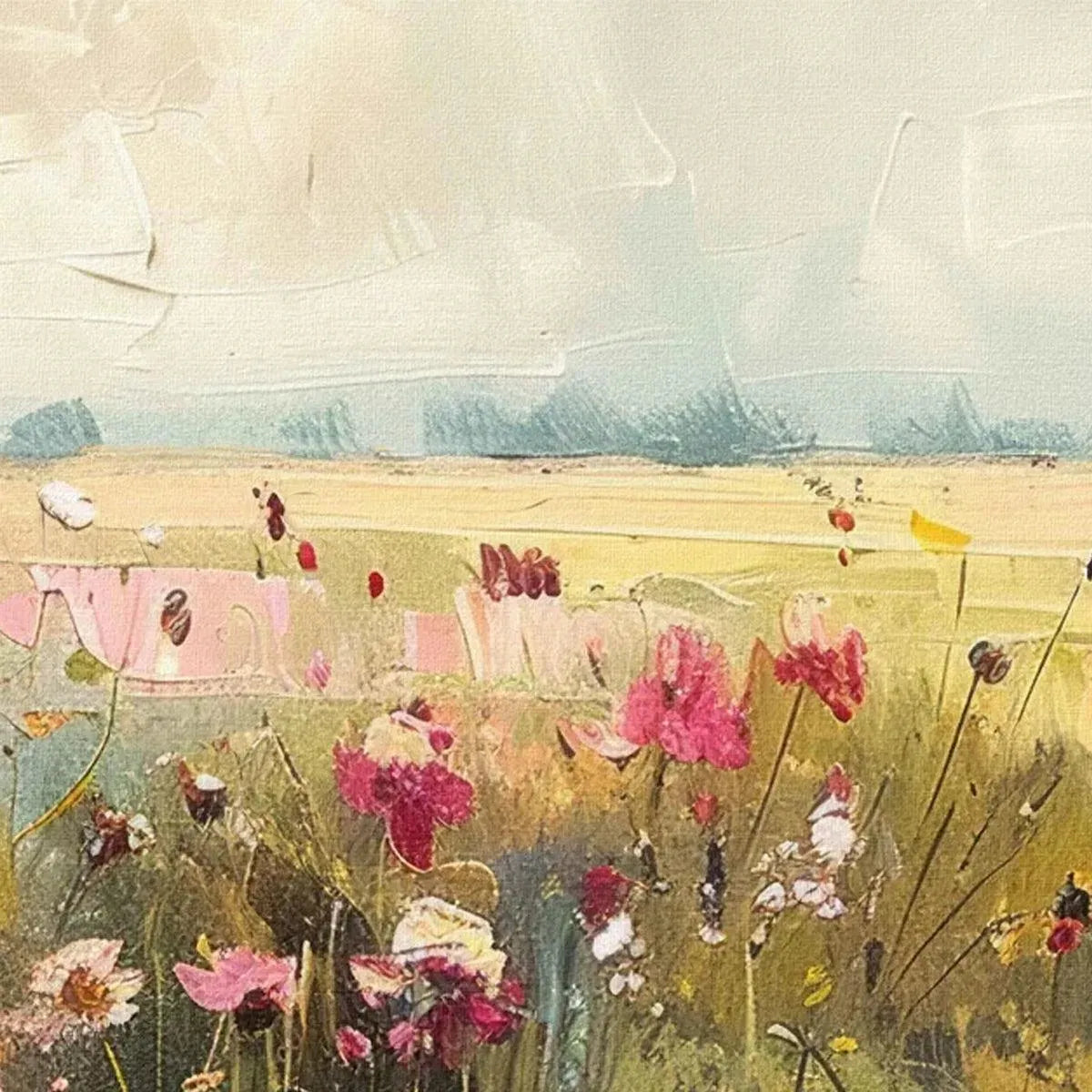 WILD FLOWER FIELD PANORAMIC: Wildflower Painting, Panoramic Wall Art - Image 3