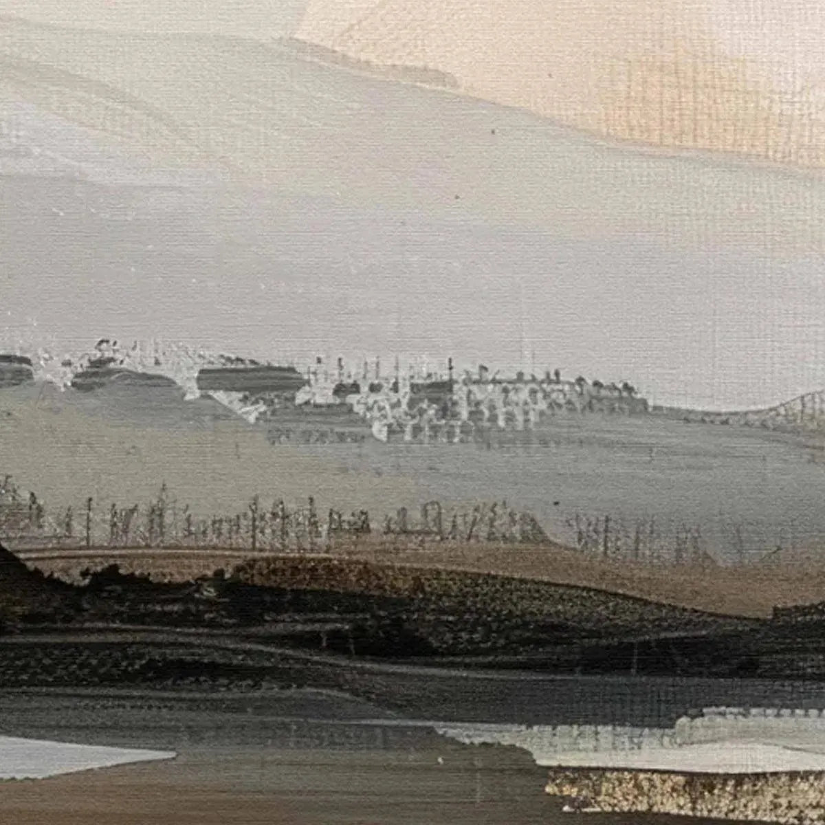 MISTY MOUNTAIN LAKE PANORAMIC: Landscape Painting, Panoramic Wall Art - Image 5