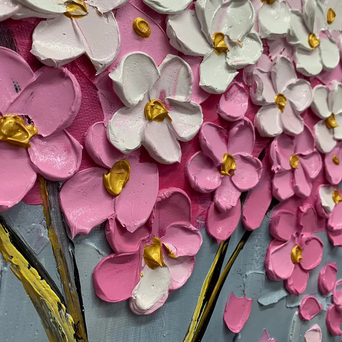 SPRING BLOSSOM: Panoramic Cherry Blossom Painting in Pink and White, Textured Impasto, Modern Wall Art - Image 3