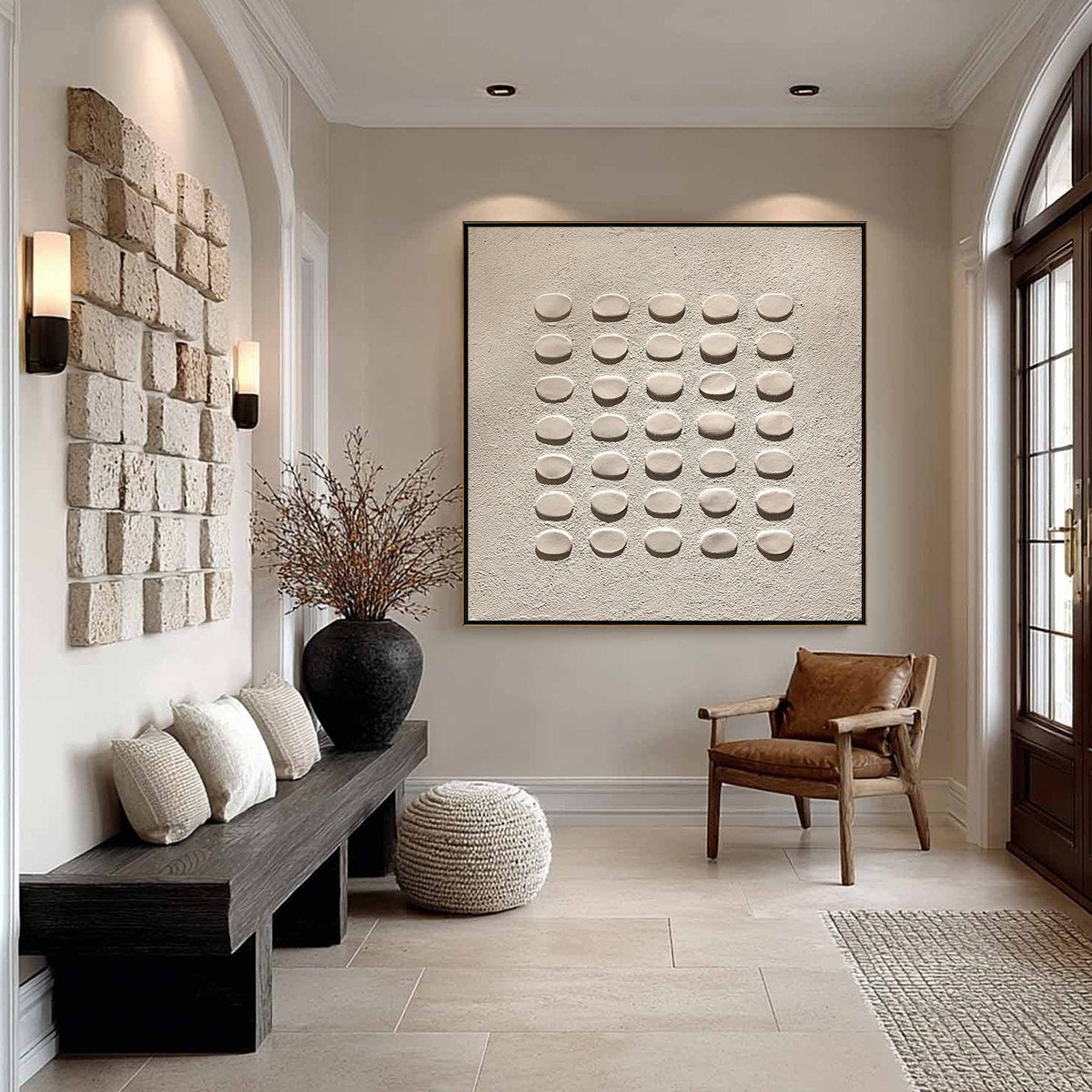 ZEN GRID: Minimalist Textured Relief Abstract Painting - Image 3