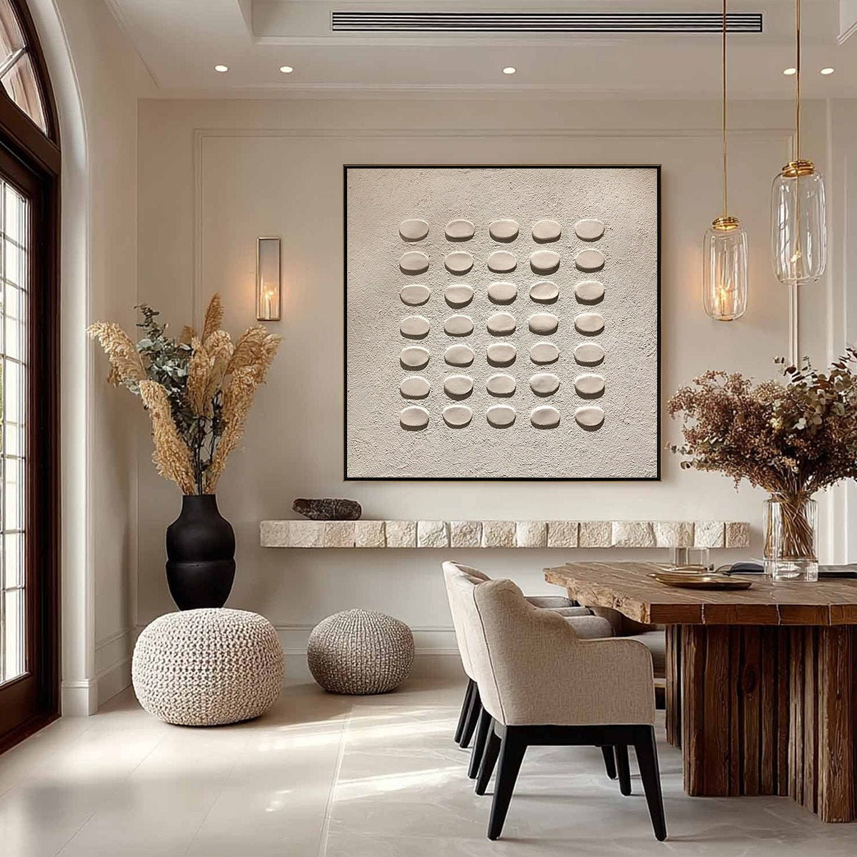 ZEN GRID: Minimalist Textured Relief Abstract Painting - Image 2