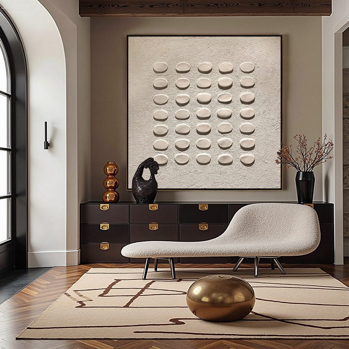 ZEN GRID: Minimalist Textured Relief Abstract Painting - Image 7