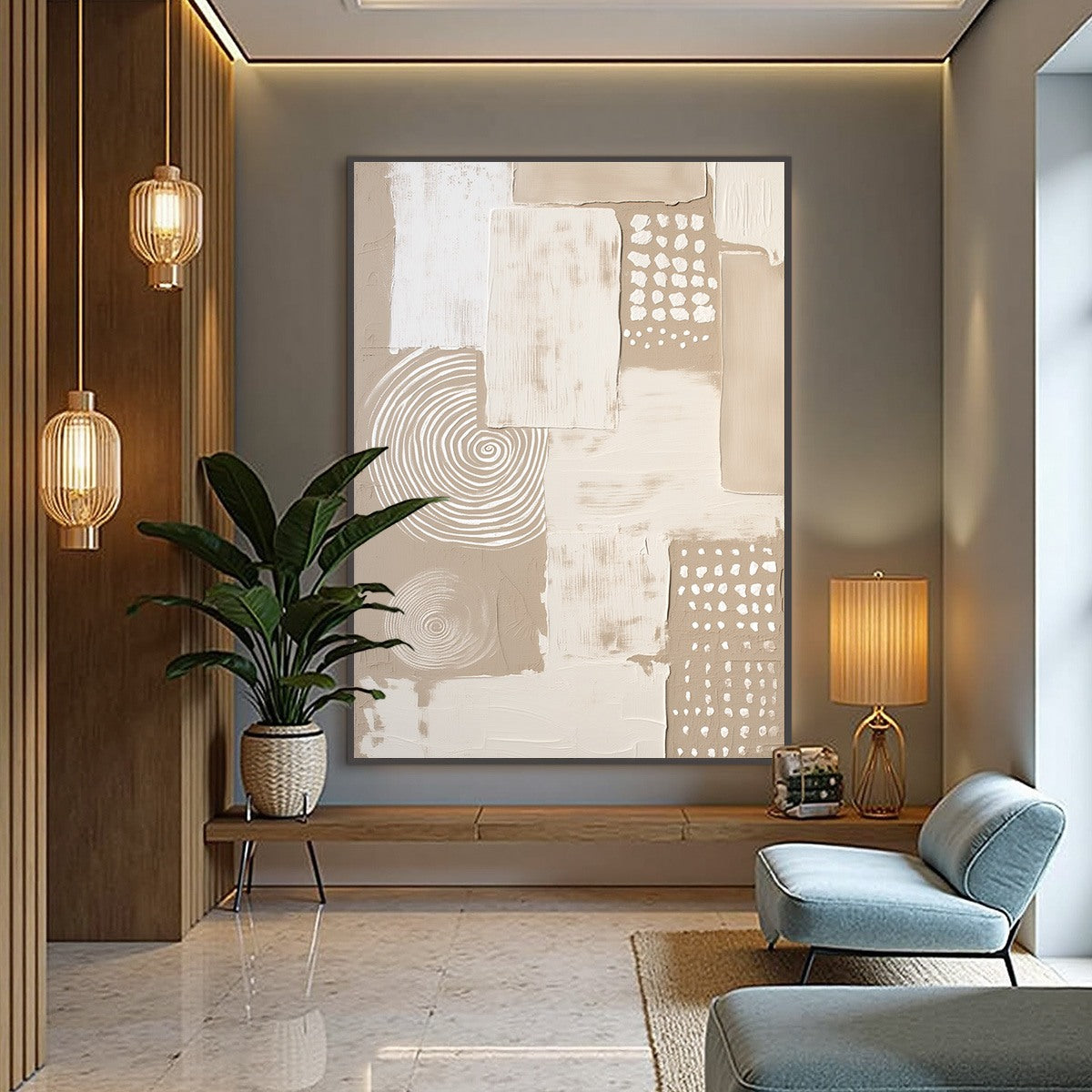 ZENITH: Textured Wabi-Sabi Abstract Painting in Neutral Tones - Image 4