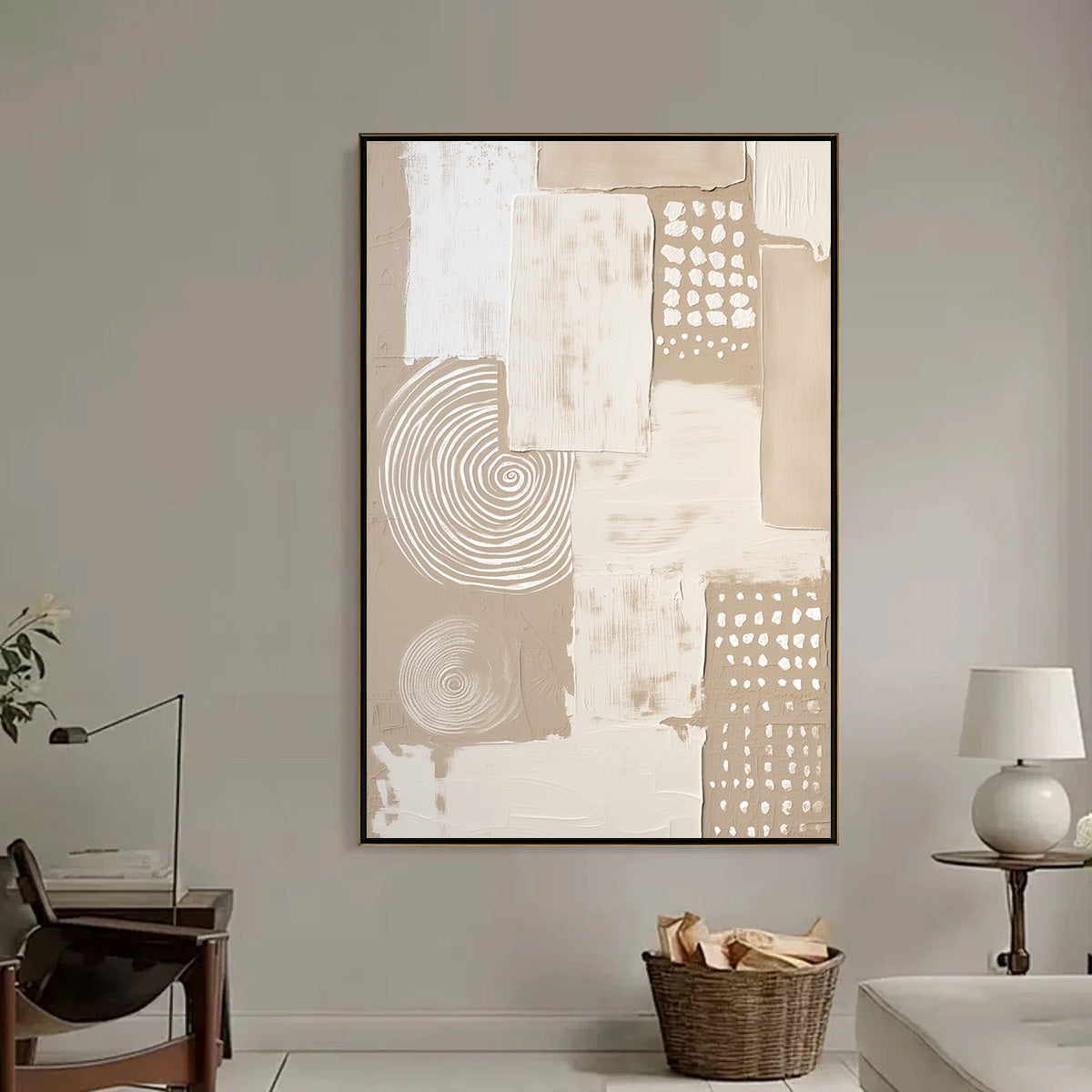 ZENITH: Textured Wabi-Sabi Abstract Painting in Neutral Tones - Image 6