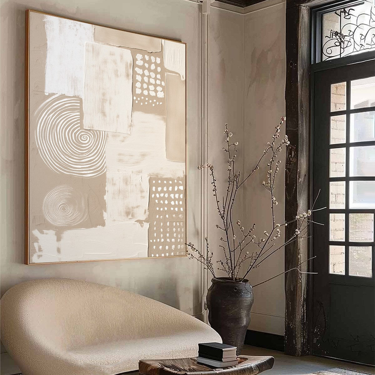 ZENITH: Textured Wabi-Sabi Abstract Painting in Neutral Tones - Image 8