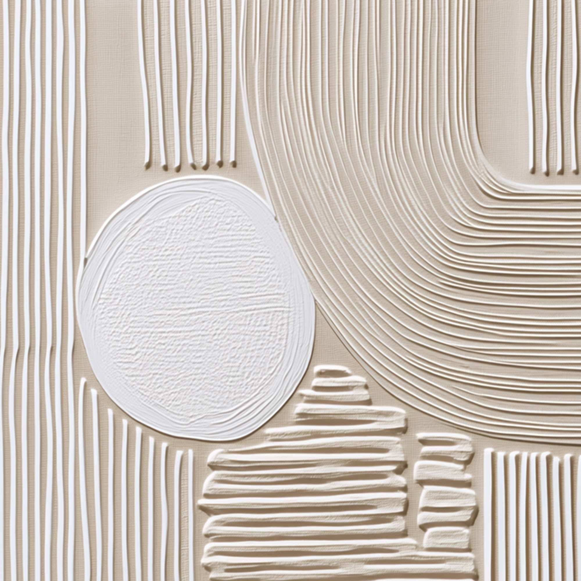 ZENITH: Textured Wabi Sabi Wall Art in Minimalist Beige and White - Image 3