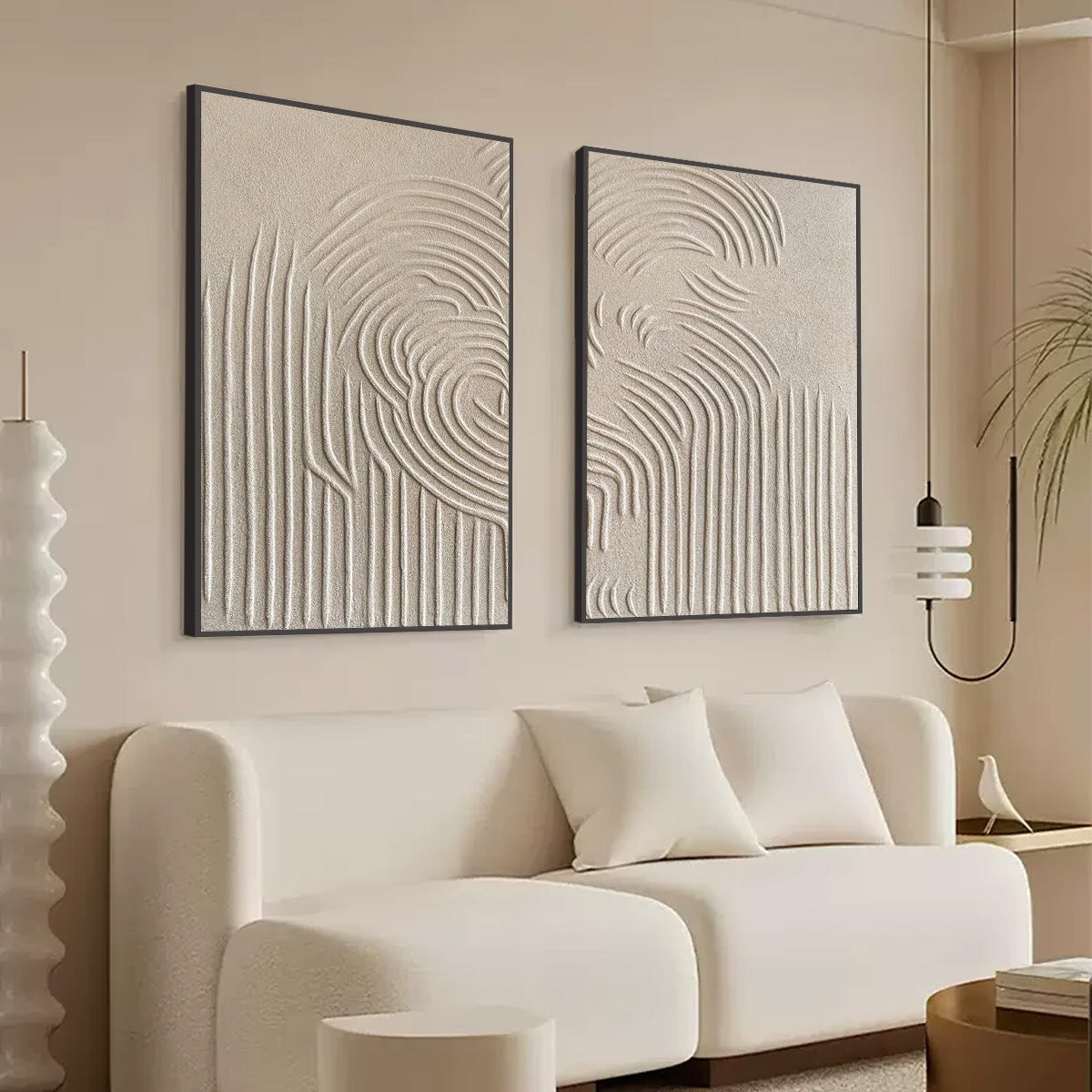 ZEN CASCADE: Wabi Sabi Textured Diptych Wall Art - Image 5