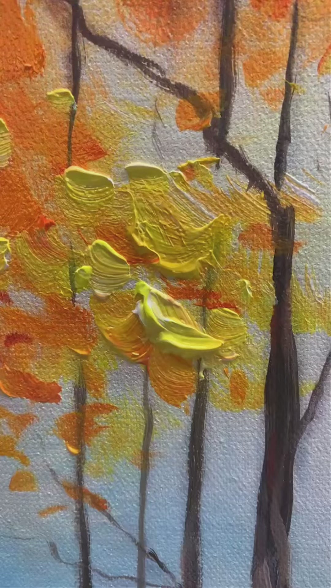 Sunset Landscape Oil Painting - Vibrant Orange Art - Image 3