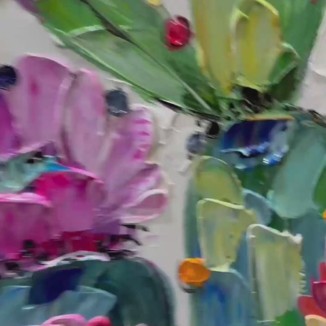 DESERT GARDEN: Textured Cactus Impasto Painting - Image 3