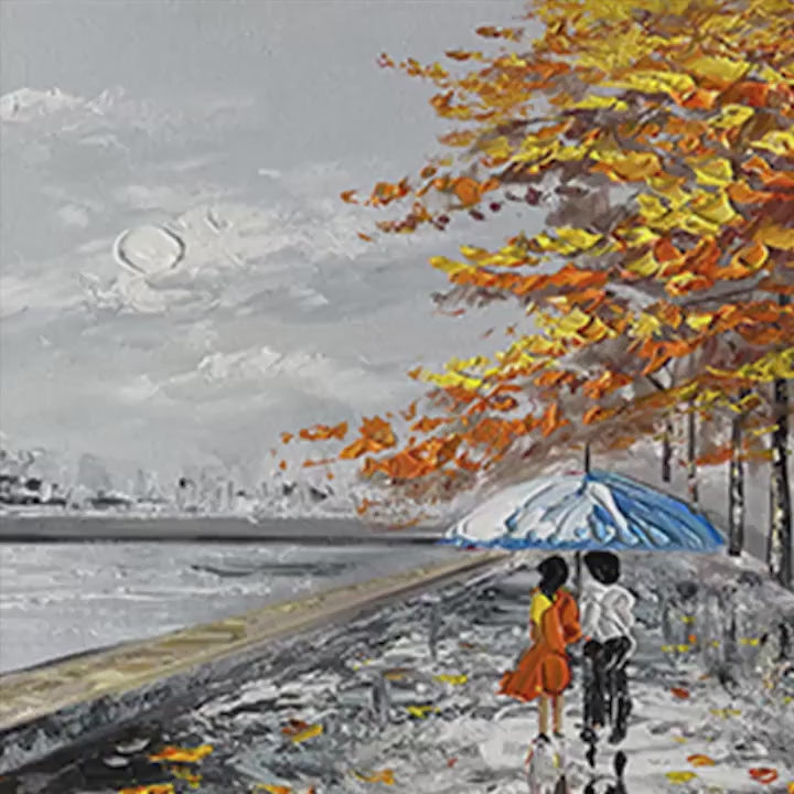 PARISIAN AUTUMN STROLL: Romantic Cityscape Oil Painting with Eiffel Tower - Image 4
