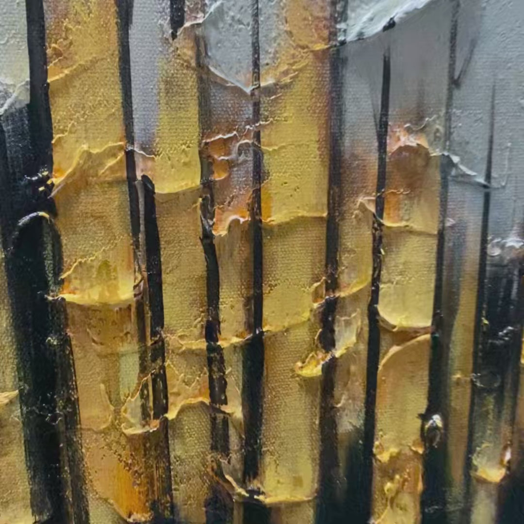 GOLDEN METROPOLIS: Textured Cityscape Oil Painting - Image 3