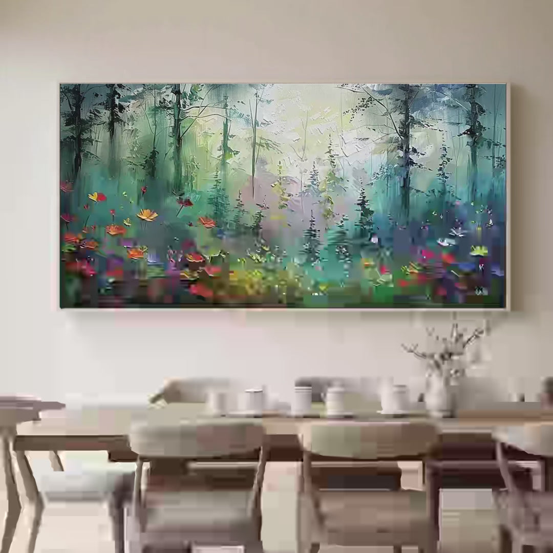 WHISPERING WOODS: Impressionistic Forest Landscape Painting with Colorful Wildflowers - Image 4