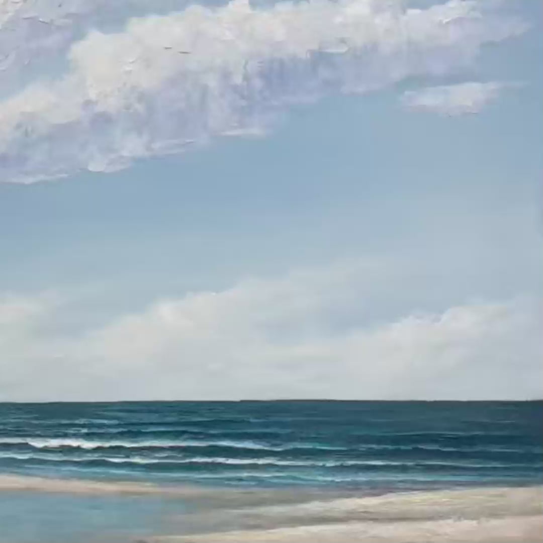 SEASIDE SERENITY: Textured Coastal Beach Oil Painting - Image 3