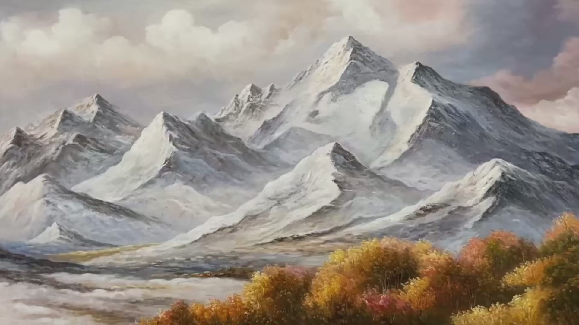 AUTUMN MAJESTY: Panoramic Mountain Landscape Oil Painting with Autumn Foliage - Image 4