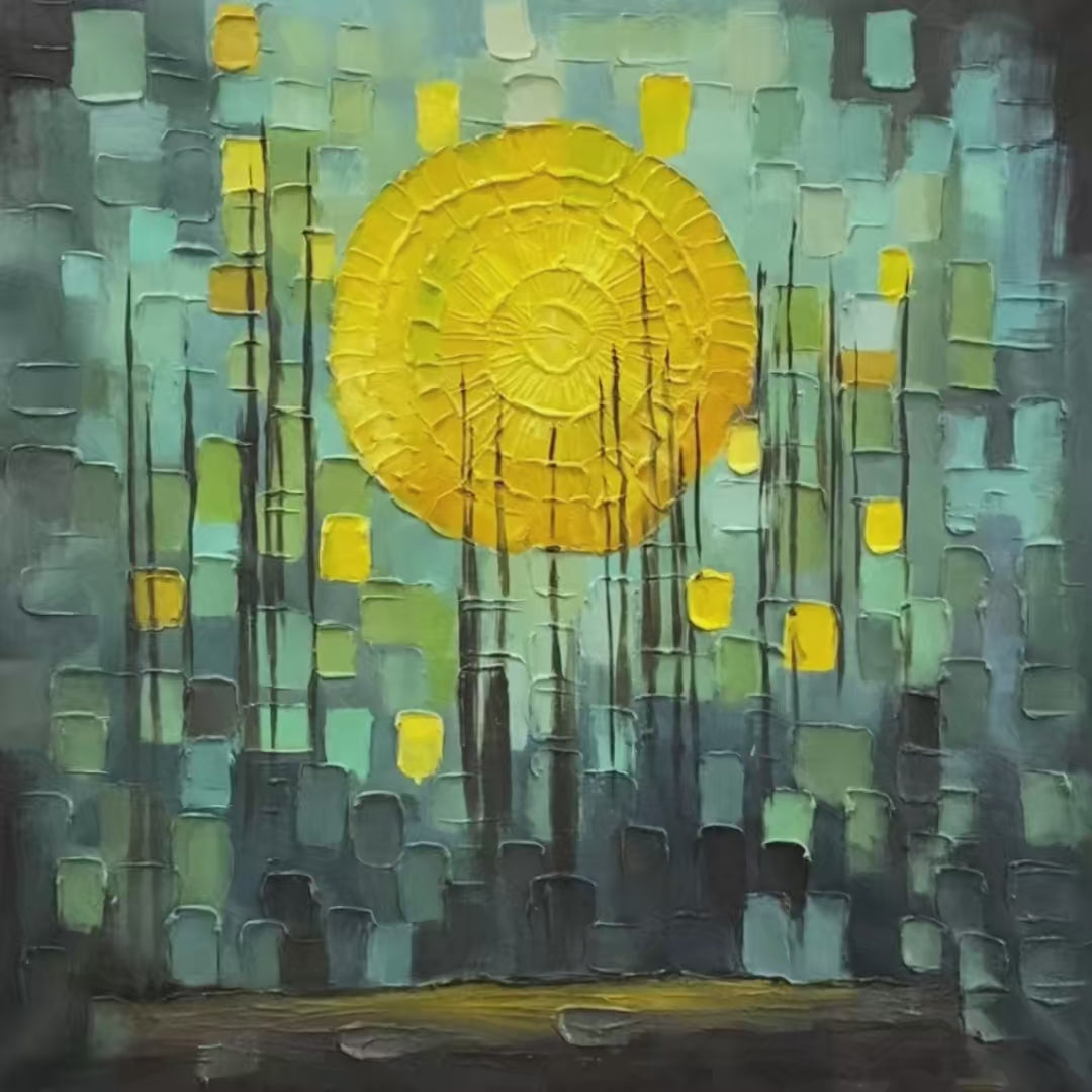 SOLAR FOREST: Abstract Forest Landscape Impasto Oil Painting - Image 4