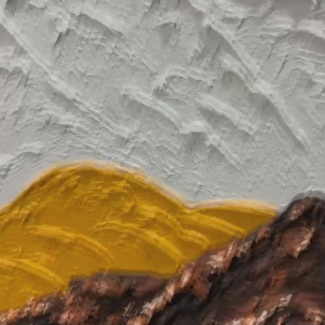 MOUNTAIN PEAKS: Textured Mountain Range Painting in Brown and White - Image 3