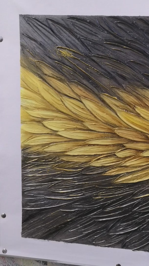 GOLDEN BLOOM: Textured Abstract Gold Black Oil Painting - Image 4