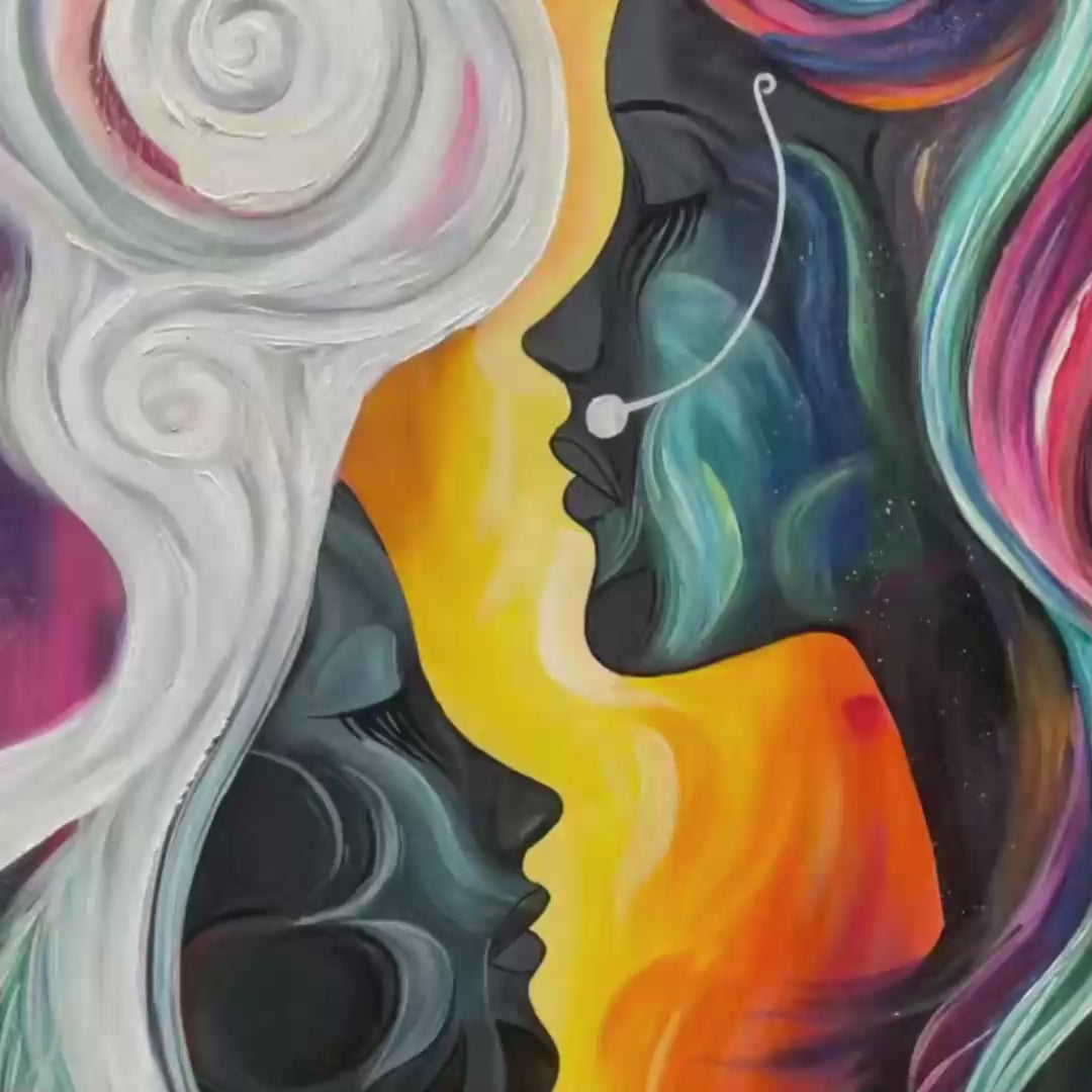 CONNECTED SOULS: Figurative Oil Painting of Two Faces - Image 3