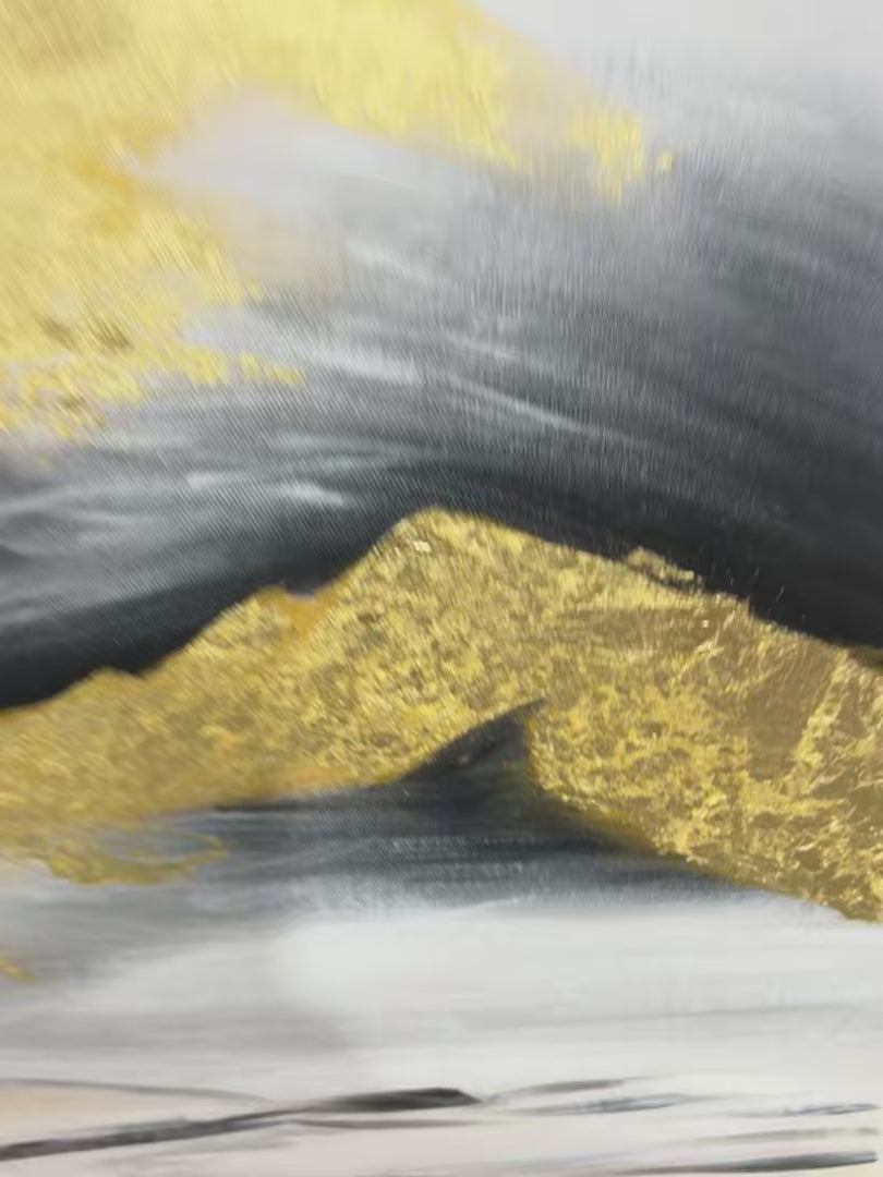 Black and Gold Mountain Oil Painting - Abstract Art - Image 4