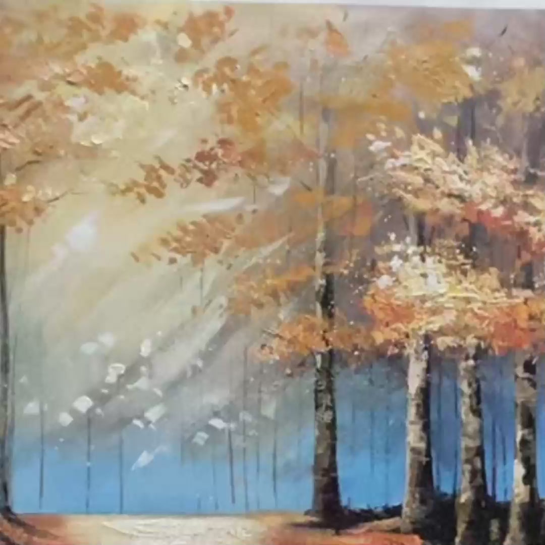 AUTUMN TRAIL: Textured Autumn Forest Landscape Painting - Image 3