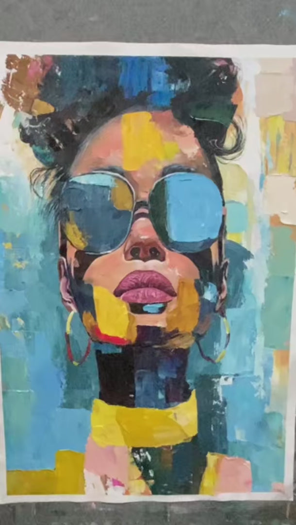 GOLDEN GAZE: Modern Portrait Impasto Oil Painting - Image 4