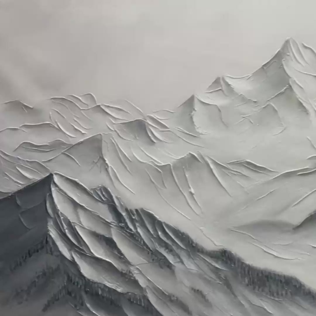 FROZEN PEAKS: Textured Minimalist Mountain Landscape - Image 3