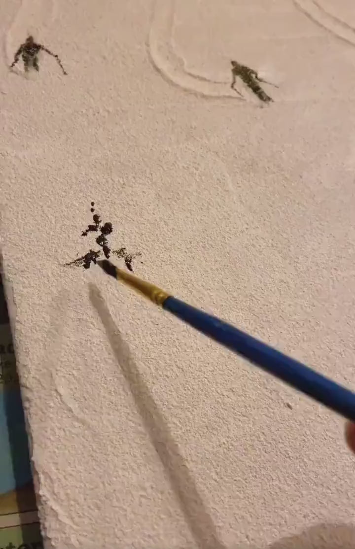 SNOW DANCE: Minimalist Skiing Painting on Textured Square Canvas - Image 4