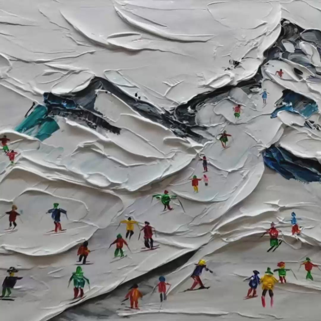 ALPINE SKI DAY: Sports Painting, Winter Decor, Impasto, Textured Wall Art - Image 3