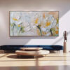 WHITE BLOSSOMS: Textured Impasto Floral Painting in White and Beige