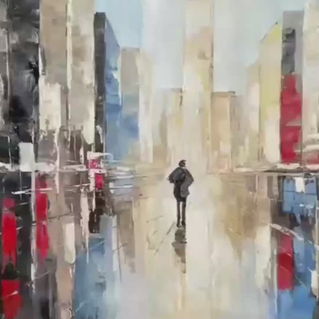 URBAN SOLITUDE: Minimalist Cityscape Painting - Image 3