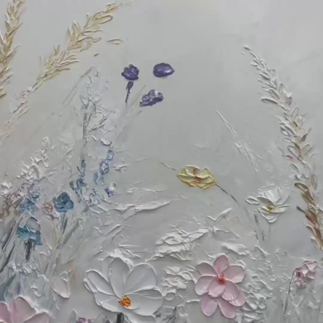 WILDFLOWER SERENADE: Textured Pastel Floral Meadow Painting - Image 3